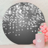 Aperturee - Sliver Glitter Bokeh Round Birthday Party Backdrop